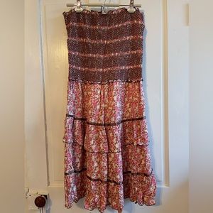 Free People floral strapless midi dress Size M
